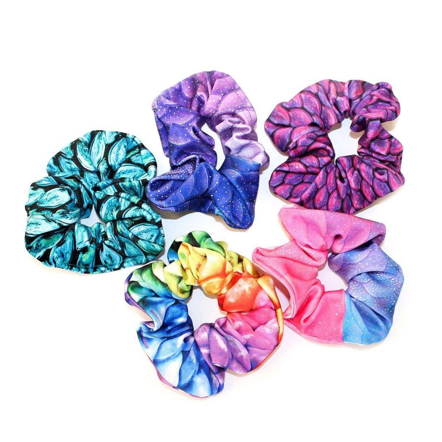 Clothing Fin Fun Headbands & Scrunchies | Assorted Swimmable Mermaid Scrunchies - Pack Of 5