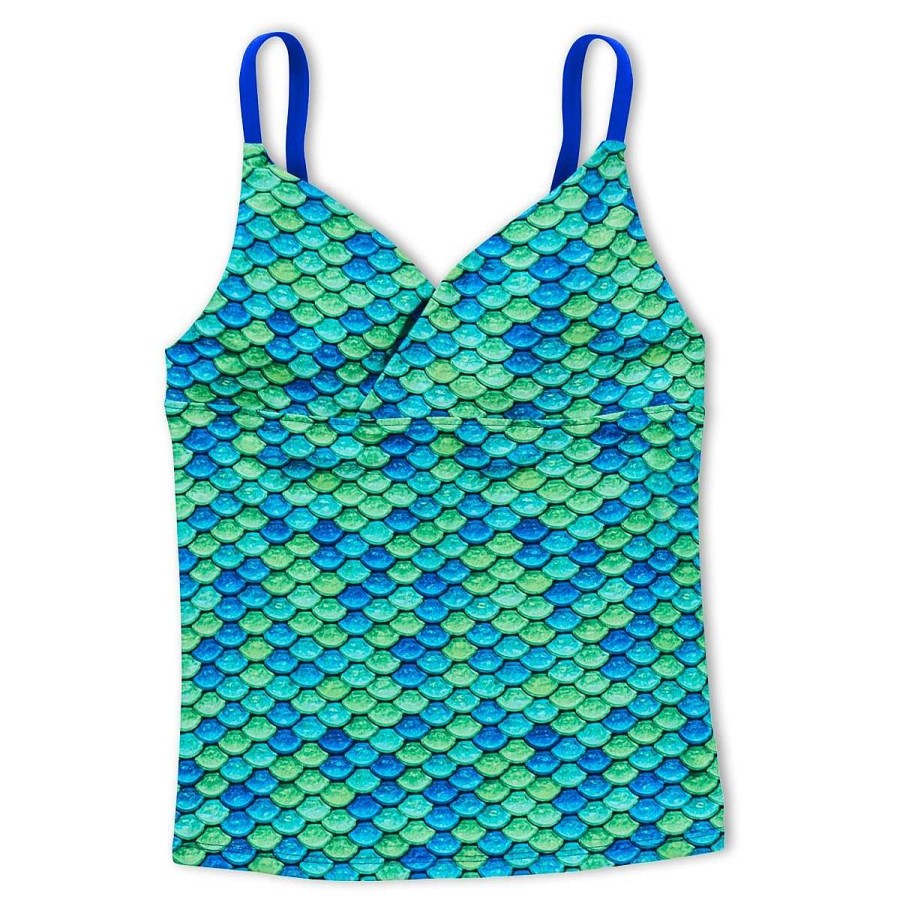 Swimwear Fin Fun Tops | Girls Aussie Green Tankini Top