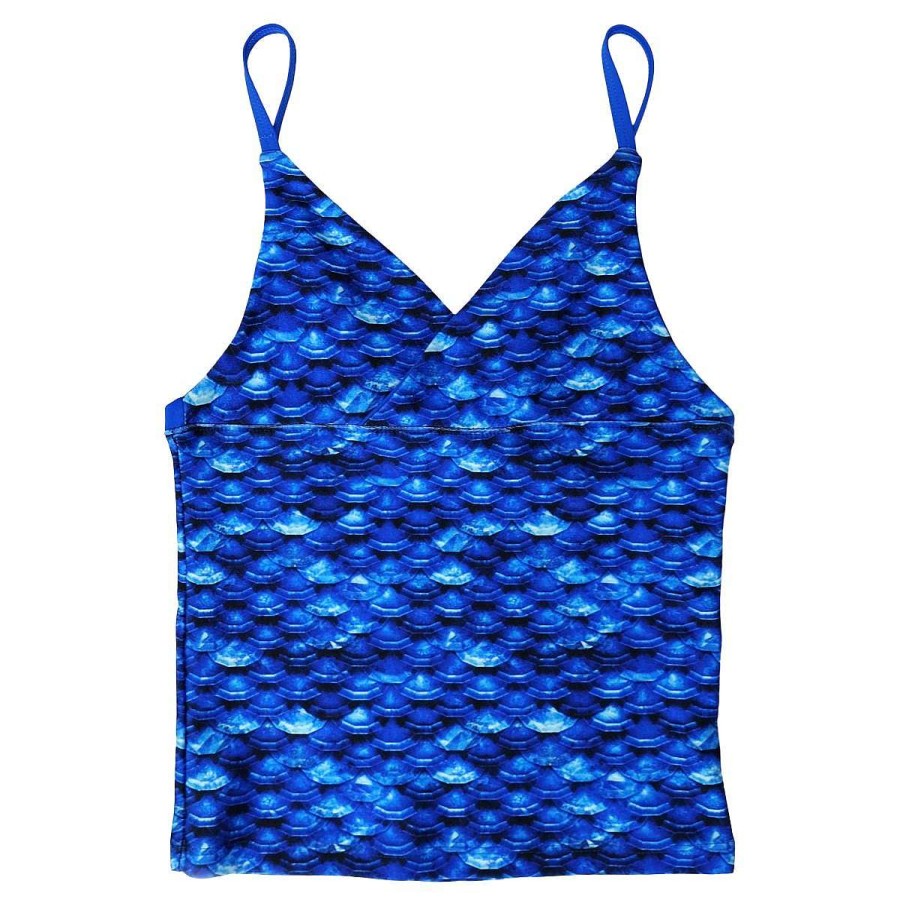 Swimwear Fin Fun Tops | Girls Arctic Blue Tankini Top