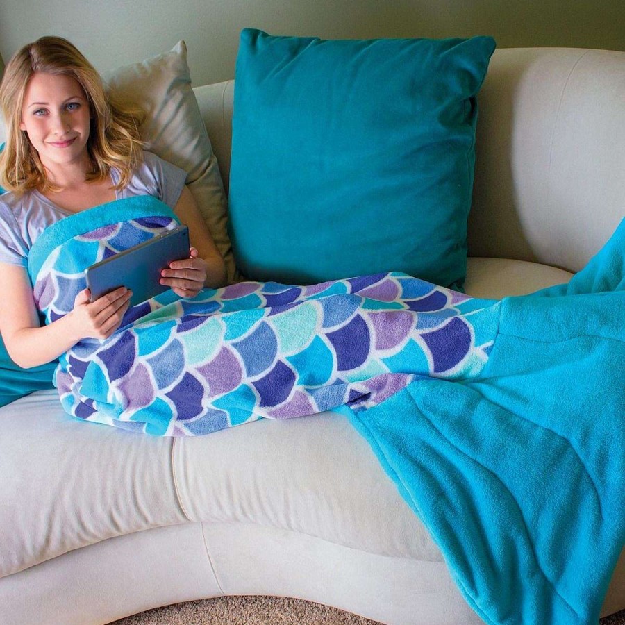 Blankets Fin Fun | Cuddle Tails Mermaid Tail Blanket In Aqua Dream