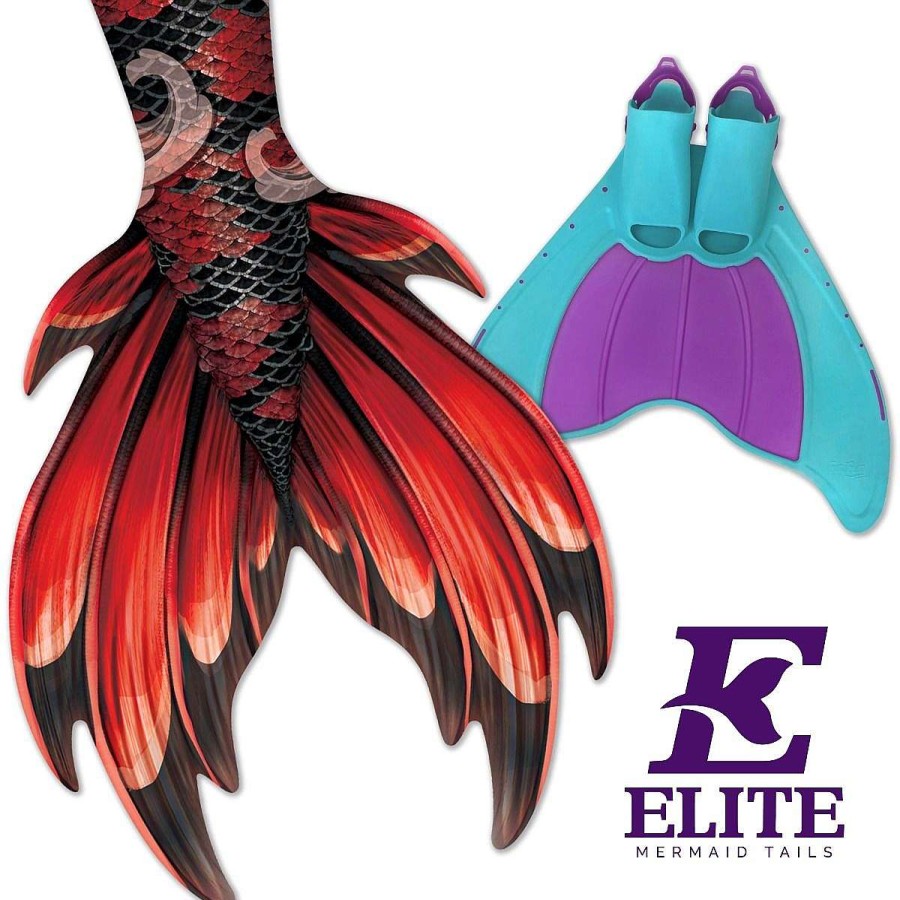 Mermaid Tails Fin Fun Elite | Crimson Koi Neptune Elite Mermaid Tail