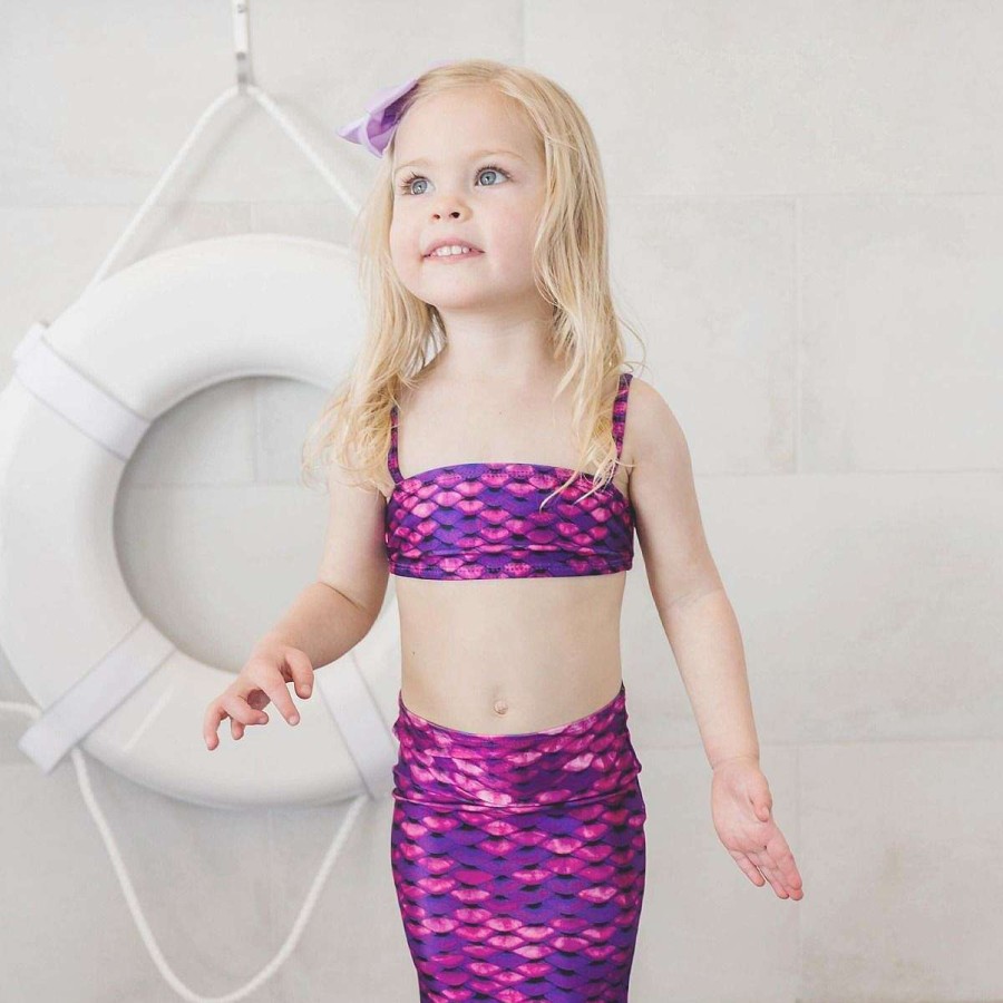 Mermaid Tails Fin Fun Mermaidens | Asian Magenta Toddler Tail, Bandeau Top, And Water Shoes Bundle