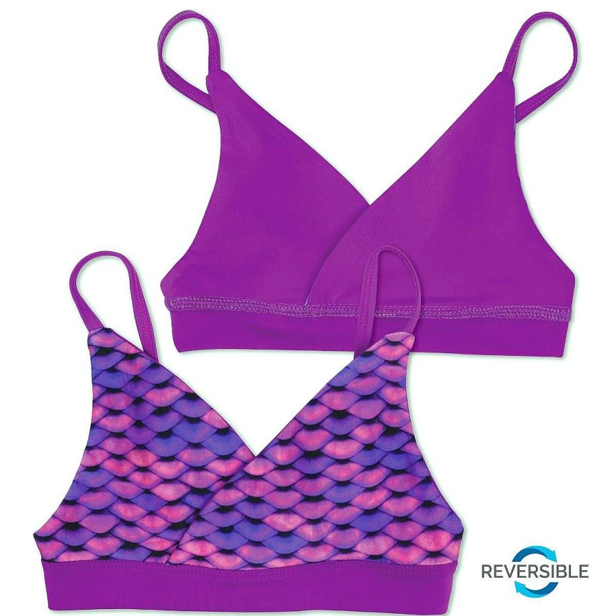 Swimwear Fin Fun Tops | Girls Asian Magenta Reversible Bikini Top