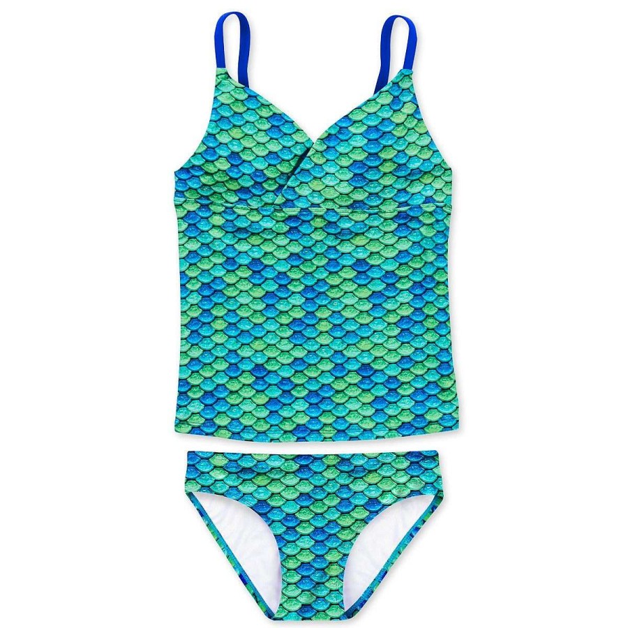 Swimwear Fin Fun Sets | Girls Aussie Green Tankini Set