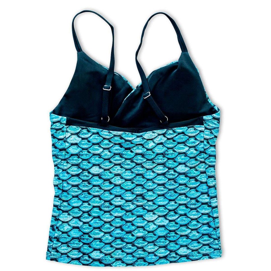 Swimwear Fin Fun Tops | Girls Tidal Teal Tankini Top