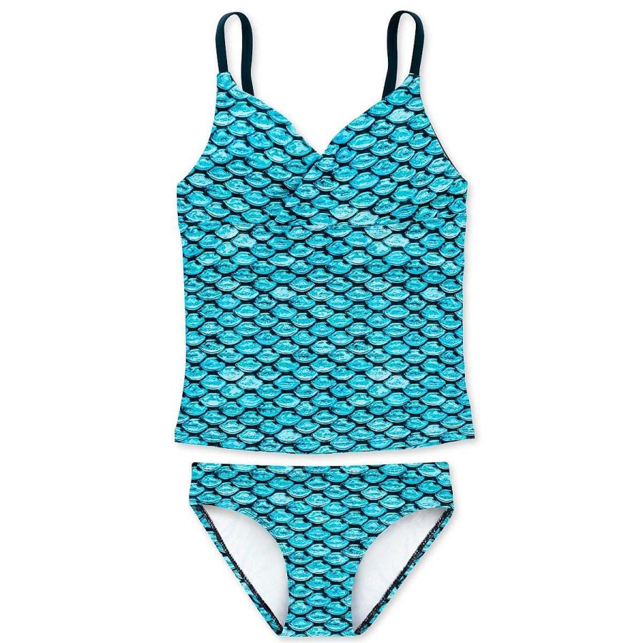 Swimwear Fin Fun Sets | Girls Tidal Teal Tankini Set