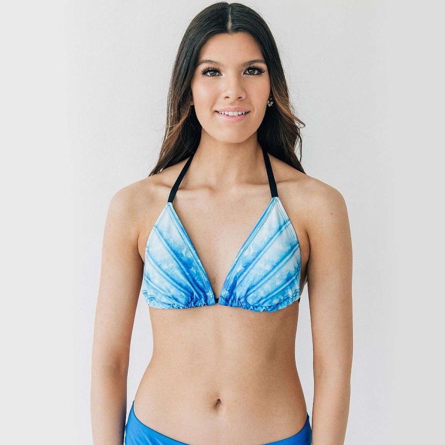 Swimwear Fin Fun Bikini Tops | Women'S Arctic Blue Fluke Bikini Top