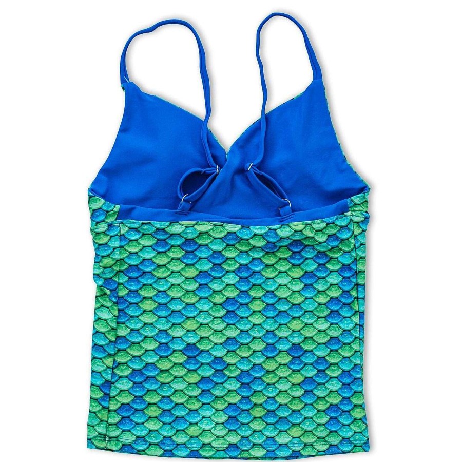 Swimwear Fin Fun Tops | Girls Aussie Green Tankini Top